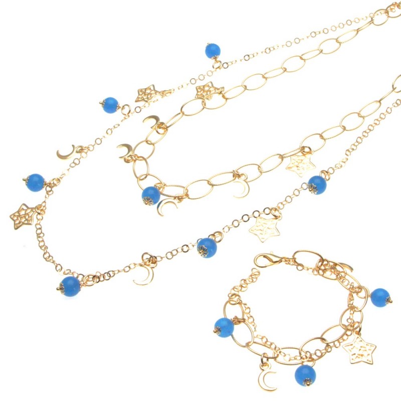 parure donna collana e bracciale in bronzo e pietre