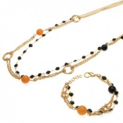 parure donna collana e bracciale in bronzo e pietre