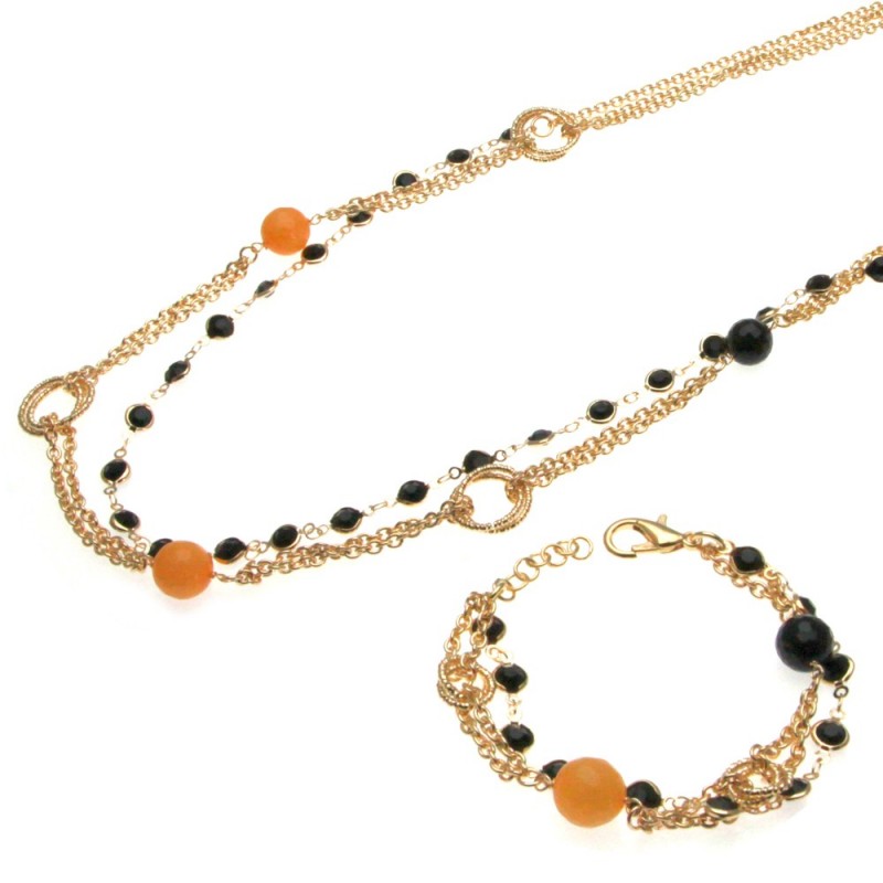 parure donna collana e bracciale in bronzo e pietre