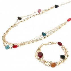 parure donna collana e bracciale in bronzo e pietre
