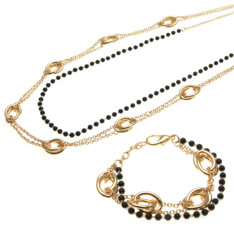 parure donna collana e bracciale in bronzo e pietre