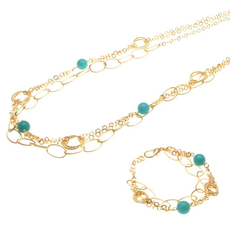 parure donna collana e bracciale in bronzo e pietre