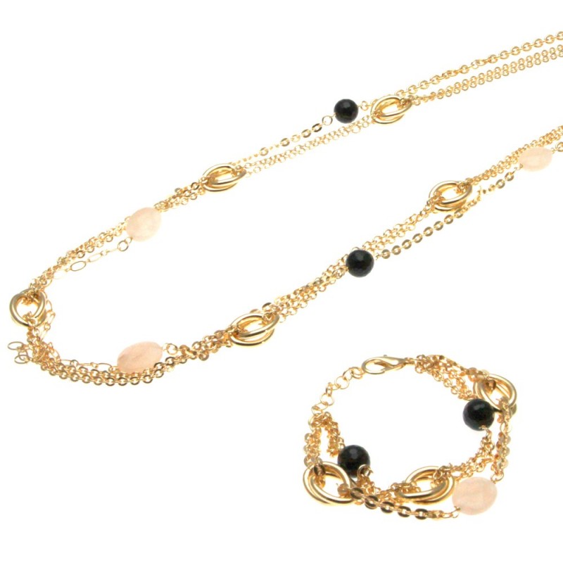 parure donna collana e bracciale in bronzo e pietre