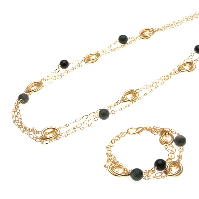 parure donna collana e bracciale in bronzo e pietre