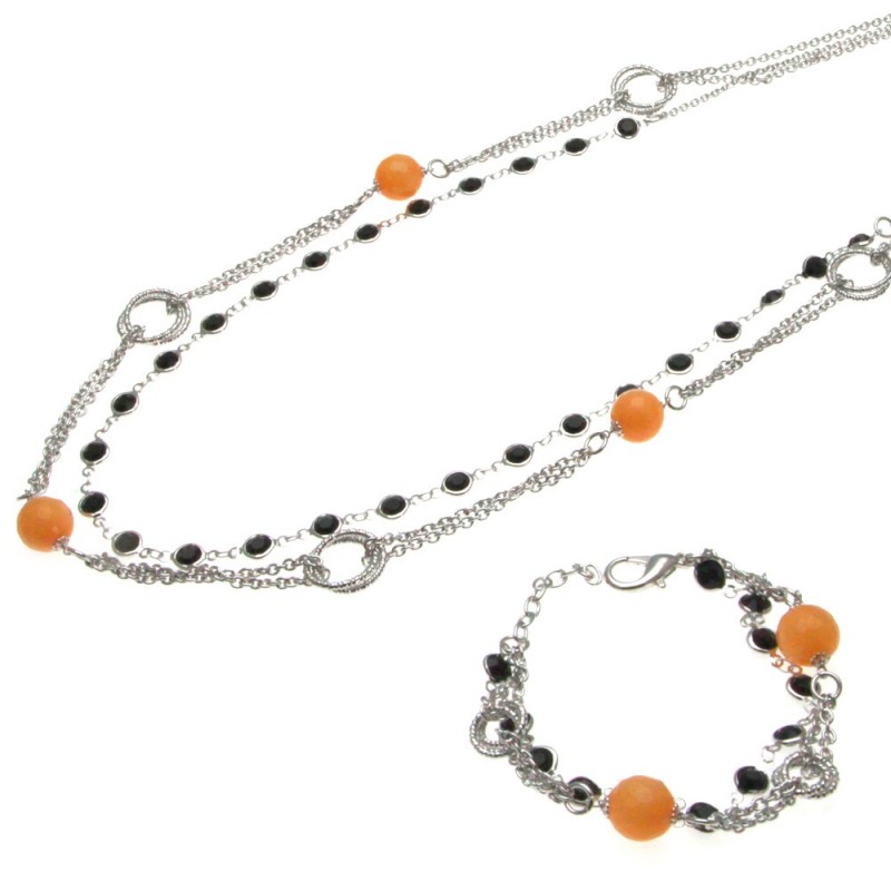 parure donna collana e bracciale in bronzo e cristalli