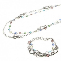 parure donna collana e bracciale in bronzo e cristalli