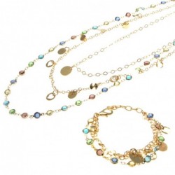 parure donna collana e bracciale in bronzo e cristalli