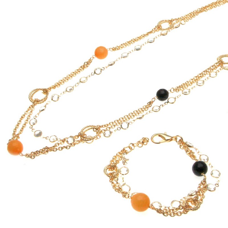 parure donna collana e bracciale in bronzo e pietre