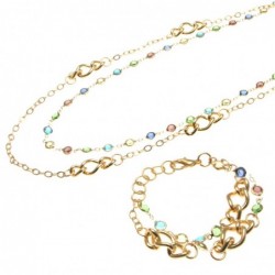 parure donna collana e bracciale in bronzo e cristalli
