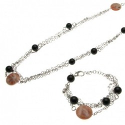 parure donna collana e bracciale in bronzo e pietre