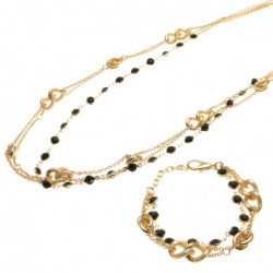 parure donna collana e bracciale in bronzo e cristalli