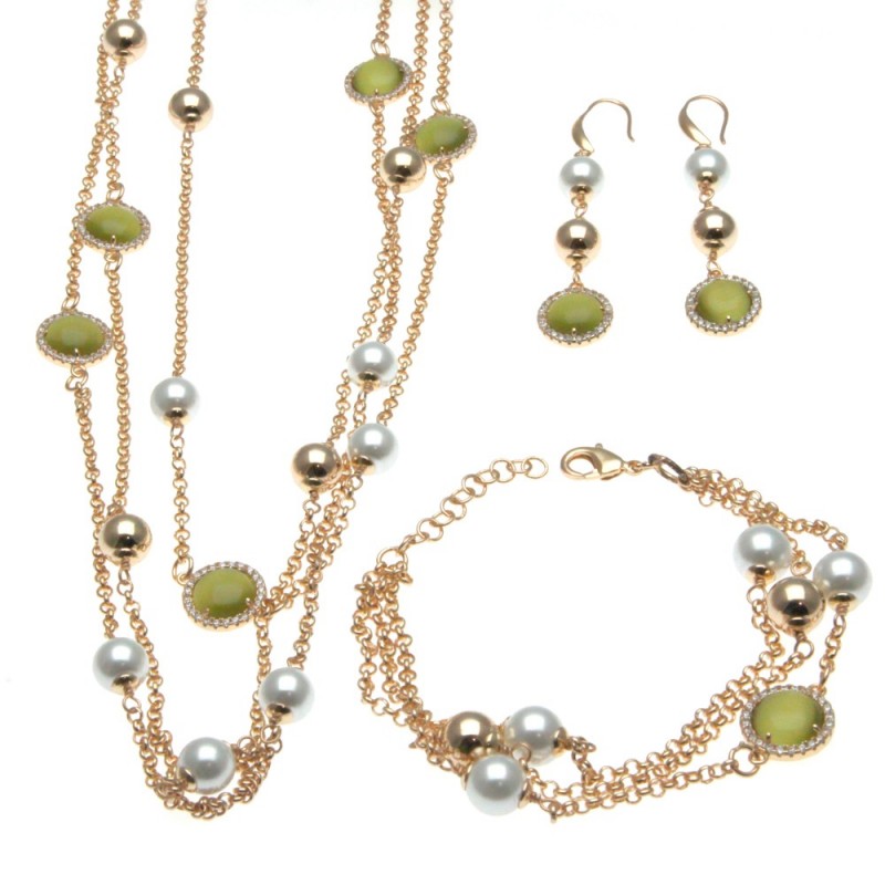 parure donna collana bracciale e orecchini
