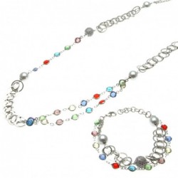 parure donna collana e bracciale perle e cristalli