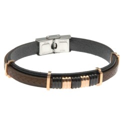 bracciale uomo in pelle ed elementi in acciaio