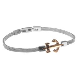 bracciale uomo con ancora maglia milanoin acciaio