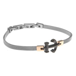 bracciale uomo con ancora maglia milanoin acciaio
