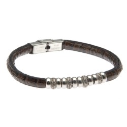 bracciale uomo in pelle pitonato elementi in acciaio