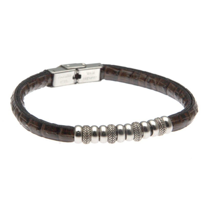 bracciale uomo in pelle pitonato elementi in acciaio