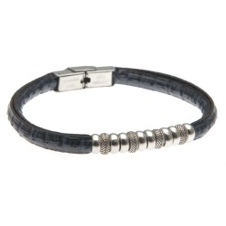 bracciale uomo in pelle pitonato elementi in acciaio