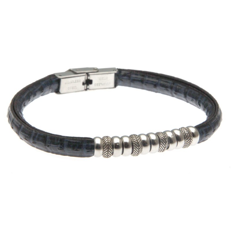 bracciale uomo in pelle pitonato elementi in acciaio