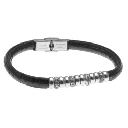 bracciale uomo in pelle pitonato elementi in acciaio