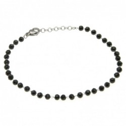 bracciale donna in acciaio e pietre nere per lettere