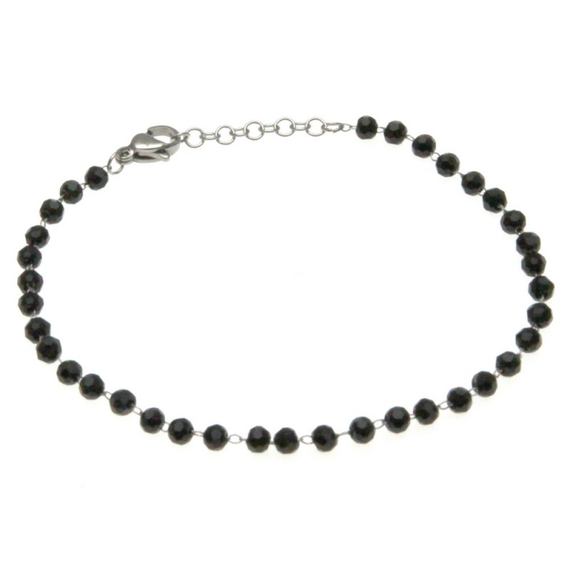 bracciale donna in acciaio e pietre nere per lettere
