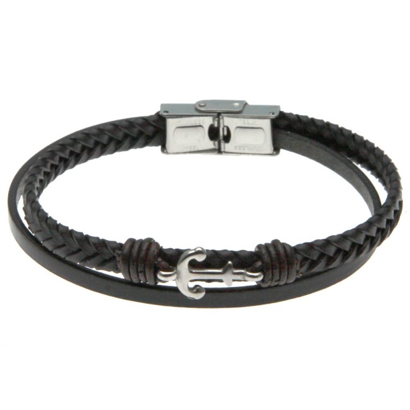 bracciale uomoin pelle con ancora