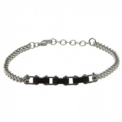 bracciale uomo in acciaio ed elementi in legno