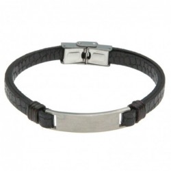 bracciale uomo in pelle con piastra per incisioni
