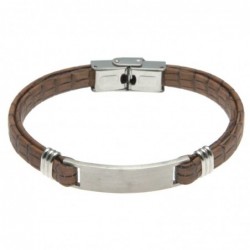 bracciale uomo in pelle con piastra per incisioni