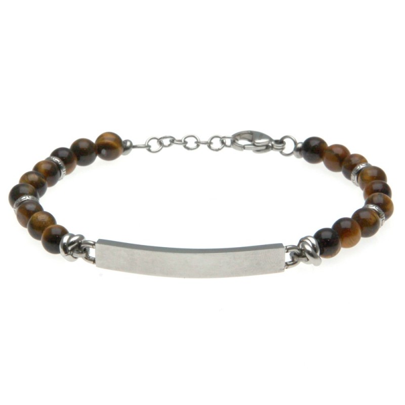 bracciale uomo in pietre dure con piastra per incisioni
