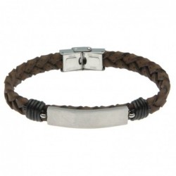 bracciale uomo in pelle con piastra per incisioni
