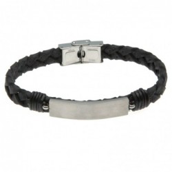 bracciale uomo in pelle con piastra per incisioni