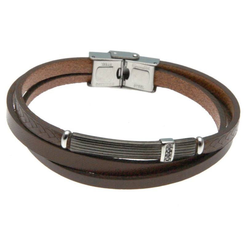 bracciale uomo in pelle con piastra