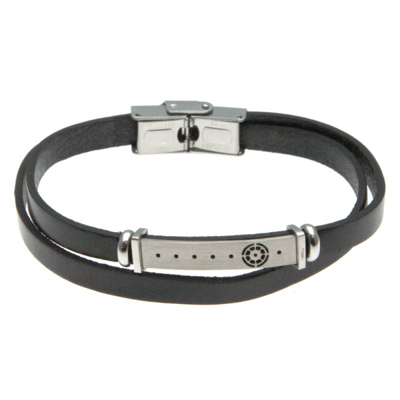 bracciale uomo in pelle con timone