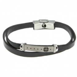 bracciale uomo in pelle con rosa dei venti