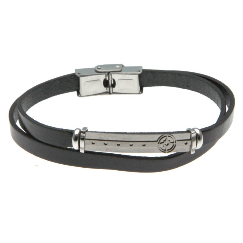 bracciale uomo in pelle con rosa dei venti