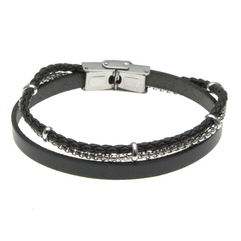 bracciale uomo in pelle e pietre