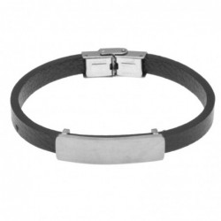 bracciale uomo in pelle con piastra per incisioni