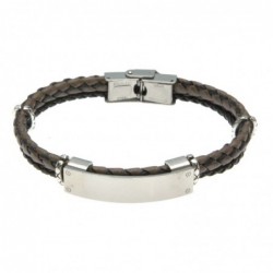 bracciale uomo in pelle con piastra per incisioni
