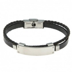 bracciale uomo in pelle con piastra per incisioni