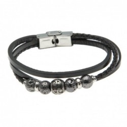 bracciale uomo in pelle e sfere in acciaio