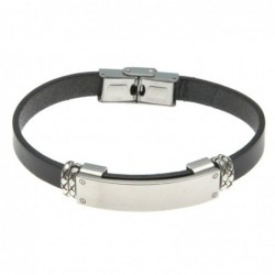 bracciale uomo in pelle con piastra per incisioni