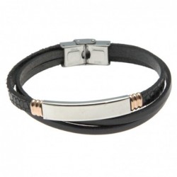 bracciale uomo in pelle con piastra per incisioni