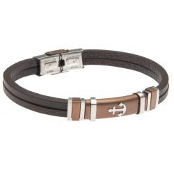 bracciale uomo con ancora in acciaio e pelle