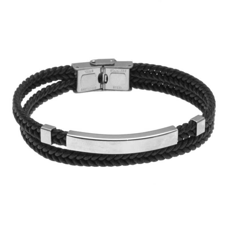 bracciale uomo in pelle con piastra per incisioni