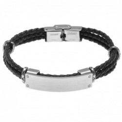 bracciale uomo in pelle con piastra per incisioni