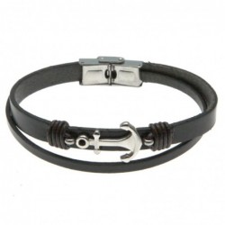 bracciale uomo con ancora in pelle
