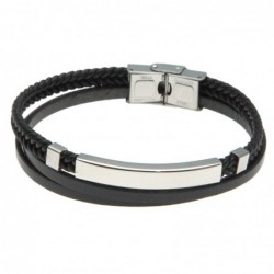 bracciale uomo in pelle con piastra per incisioni